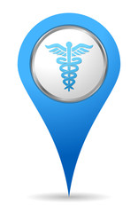 caduceus location medical icon in blue