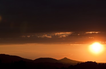 Evening, summer sky in Kaczawskie Mountains, Poland.