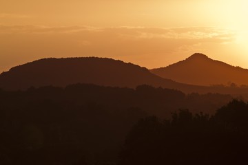 Evening, summer sky in Kaczawskie Mountains, Poland.