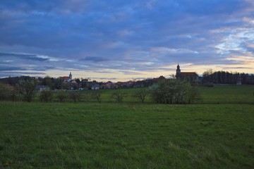 Fototapeta na wymiar rural landscape with small church - hdr
