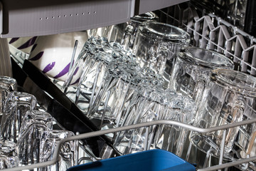 Dishwasher after cleaning process.