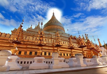 Shwezigon Paya temple , Bagan, Myanmar.