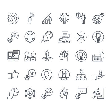 Thin line icons set. Icons for business, finance, social network, events, communication, technology.
