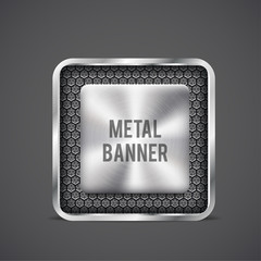 vector illustration of Banner of metal texture and with black gr