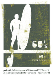 stencil vintage surf frame  with rider © locotearts