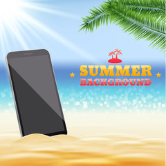 vector illustration of summer background with phone