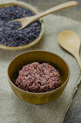 Cooked rice of Riceberry