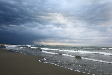 storm on the ocean coast