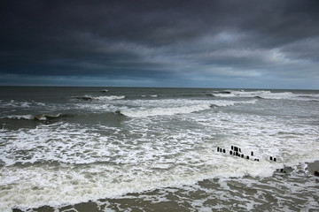 storm on the ocean coast