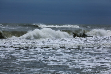 storm on the ocean coast