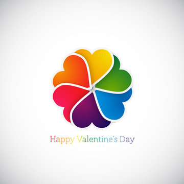 vector illustration of Colorfull paper hearts with place for tex