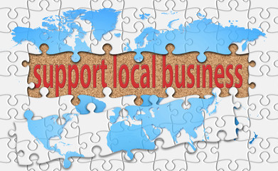 support local business word with reveal jigsaw - 86297296