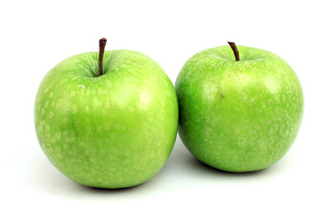 Two ripe green apples