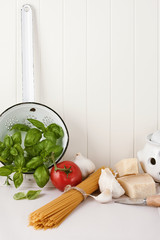 Food ingredients and kitchen utensil