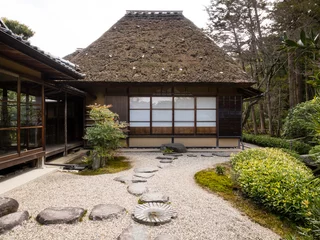 Foto op Canvas Japanese rock garden with tea house © amenohi
