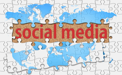 social media word with reveal jigsaw