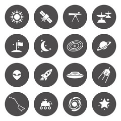 Vector white spece icons set on black background