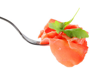 Beef Carpaccio on fork