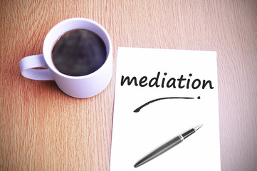 Coffee on the table with note writing mediation