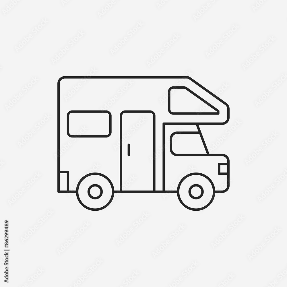 Wall mural camper van line icon