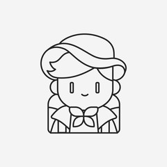 camping girl line icon