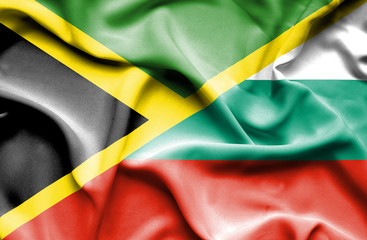 Waving flag of Bulgaria and Jamaica