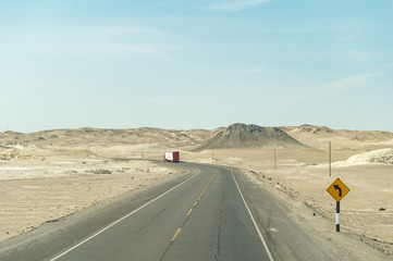 Road in the countryside with desert moutain view