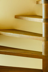closeup staircase with wooden steps
