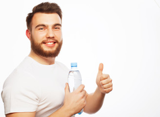 man with  bottle of water