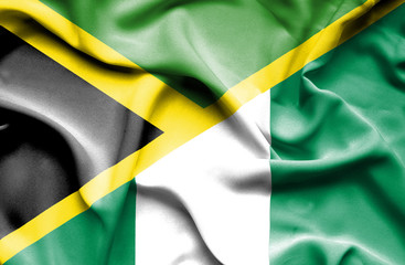 Waving flag of Nigeria and Jamaica