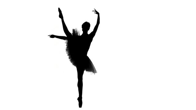 ballerina dancer in tutu showing her techniques, silhouette