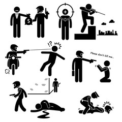 Assassination Hitman Killer Murder Gunman Vector Illustrations
