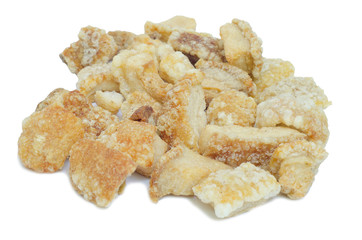 Pork rind favorite food in Thailand isolated on white background