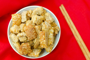 Pork rind favorite food in Thailand