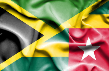 Waving flag of Togo and Jamaica