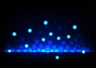 abstract rectangle and hexagon on blue background technology