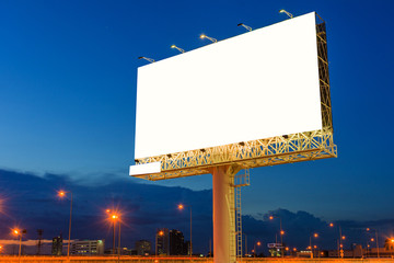 Blank billboard at twilight time for advertisement.