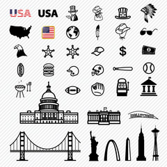 America icons set. illustration eps10