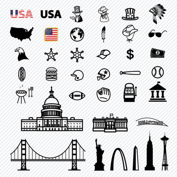 America icons set. illustration eps10