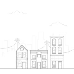 City Drawing concept with outline linear style
