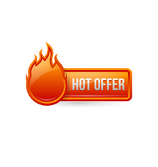 Glossy hot offer button with icon