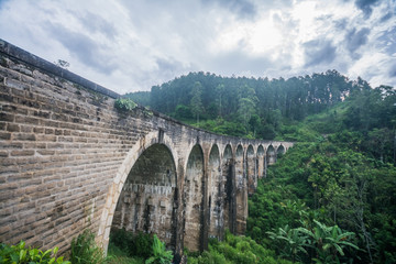 Ancient railway bridge at Demodara in Sri Lanka