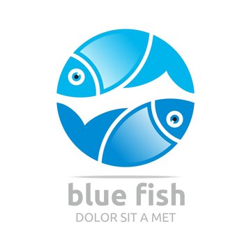 Logo Blue Fish Circle Design Icon Symbol