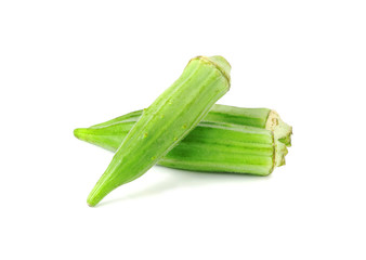 fresh okra isolated on a white background