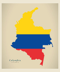 Obraz premium Modern Map - Colombia colored CO