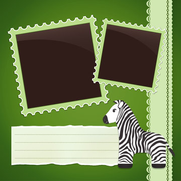 Photo album page with zebra