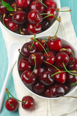 Cherries in bowls