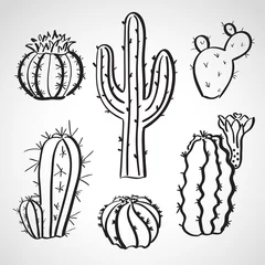 Foto op Canvas Ink style  sketch set - cactus set © Marta Jonina