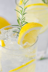 Lemonade with fresh lemon and rosemary
