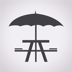 umbrella with picnic table icon